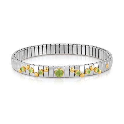 EXTENSION bracelet in stainless steel with 18K gold? round stone and small stones (016_PERIDOT)