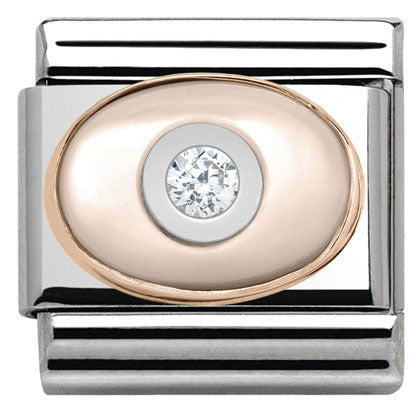 430504/02 Classic MOTHER-OF-PEARL,CZ,S/Steel, 9k gold  PINK with WHITE CZ