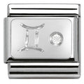 330302/03 Classic ZODIAC S/steel,CZ,925 silver Gemini