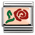 430201/10 Classic PLATES S/Steel, Bonded Rose Gold,enamel Red Rose