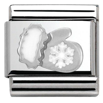 330204/03 Classic CHRISTMAS S/steel,enamel,Silver 925 Glove with Snowflake