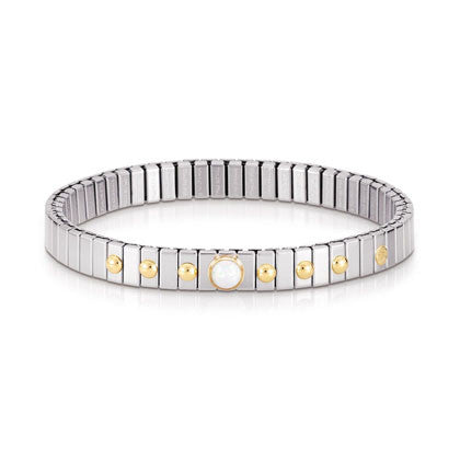 EXTENSION bracelet (S) in stainless steel with 18k gold and 1 stone (007_WHITE OPAL)