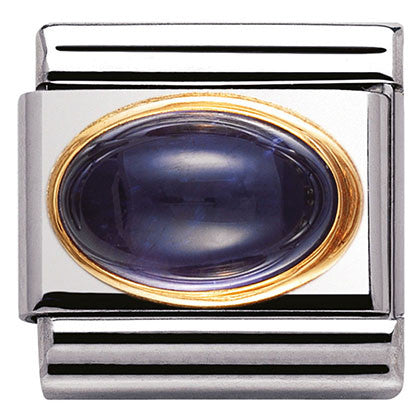 030504/04 Classic OVAL SEMIPRECIOUS STONES,S/Steel,Bonded Yellow Gold,IOLITE