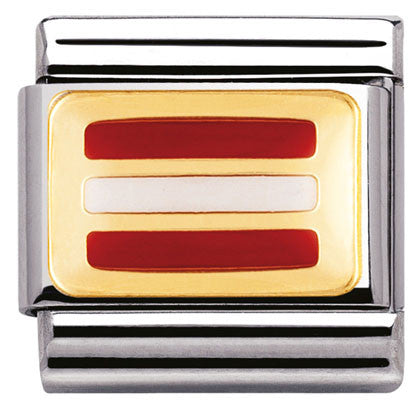 030234/13 Classic FLAG,S/Steel,enamel,bonded yellow gold AUSTRIA