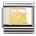 COMPOSABLE Classic PEACE AND LOVE links in stainless steel with enamel and yellow gold Van (03_Van)