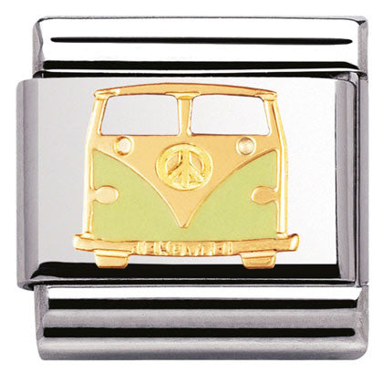 COMPOSABLE Classic PEACE AND LOVE links in stainless steel with enamel and yellow gold Van (03_Van)