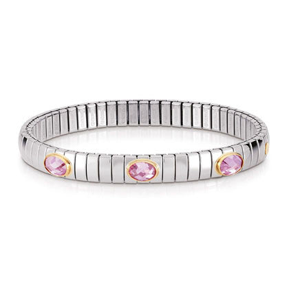 EXTENSION bracelet (S) in stainless steel with 18k gold and 3 Cubic Zirconia (003_PINK)