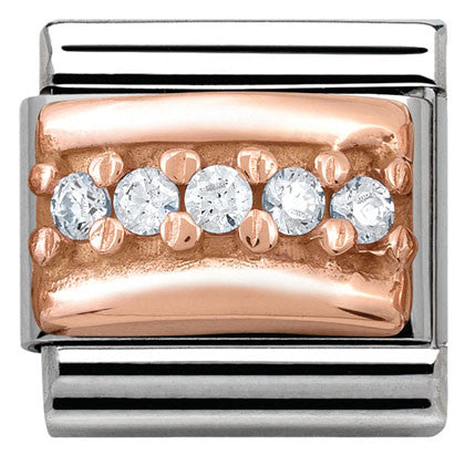 430304/01 Classic ENGRAVED PAVE,S/Steel,9K rose gold, CZ  White CZ