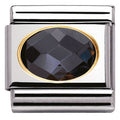 030601/011 Classic FACETED CZ Black  S/Steel, Bonded Yellow Gold