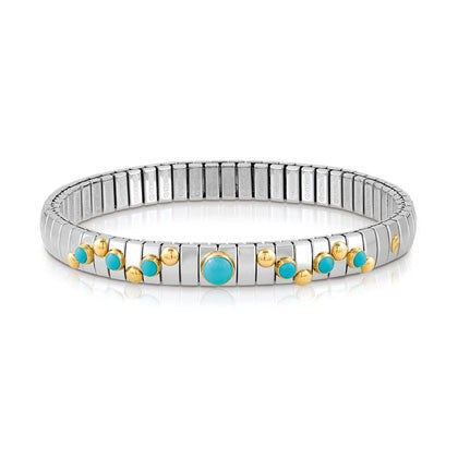 EXTENSION bracelet in stainless steel with 18K gold? round stone and small stones (003_TURQUOISE)