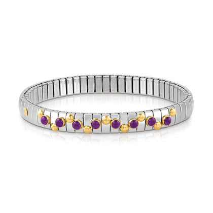 EXTENSION bracelet in stainless steel with 18K gold and small stones (013_AMETHYST)